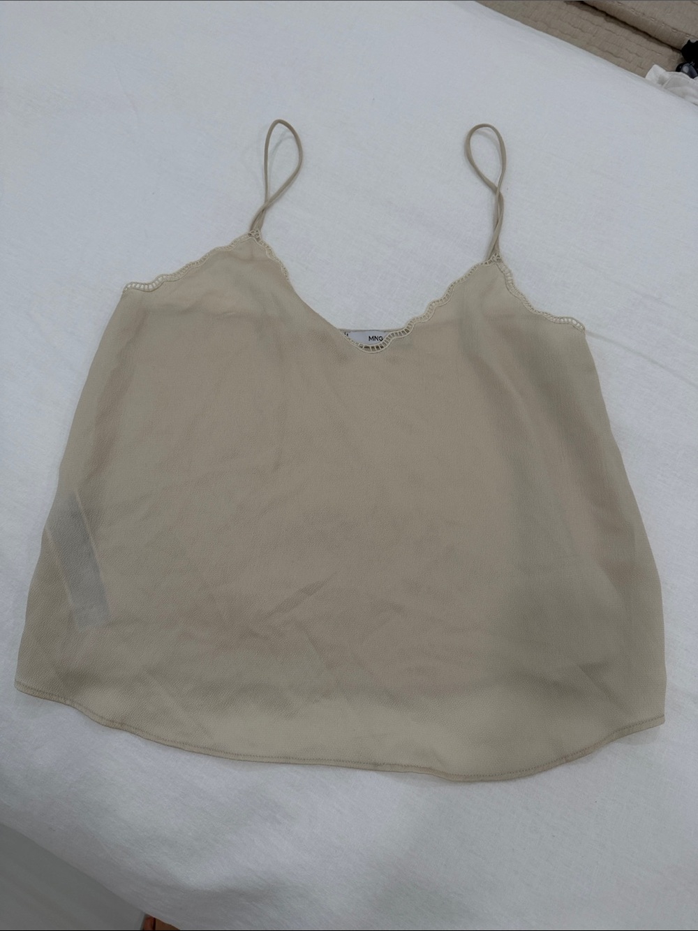 Mango Light Beige Lace-Trim Camisole